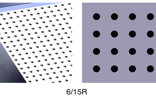 Acoustic design panels Vogl Dekensysteme for walls and ceilings, perforation 6/15R